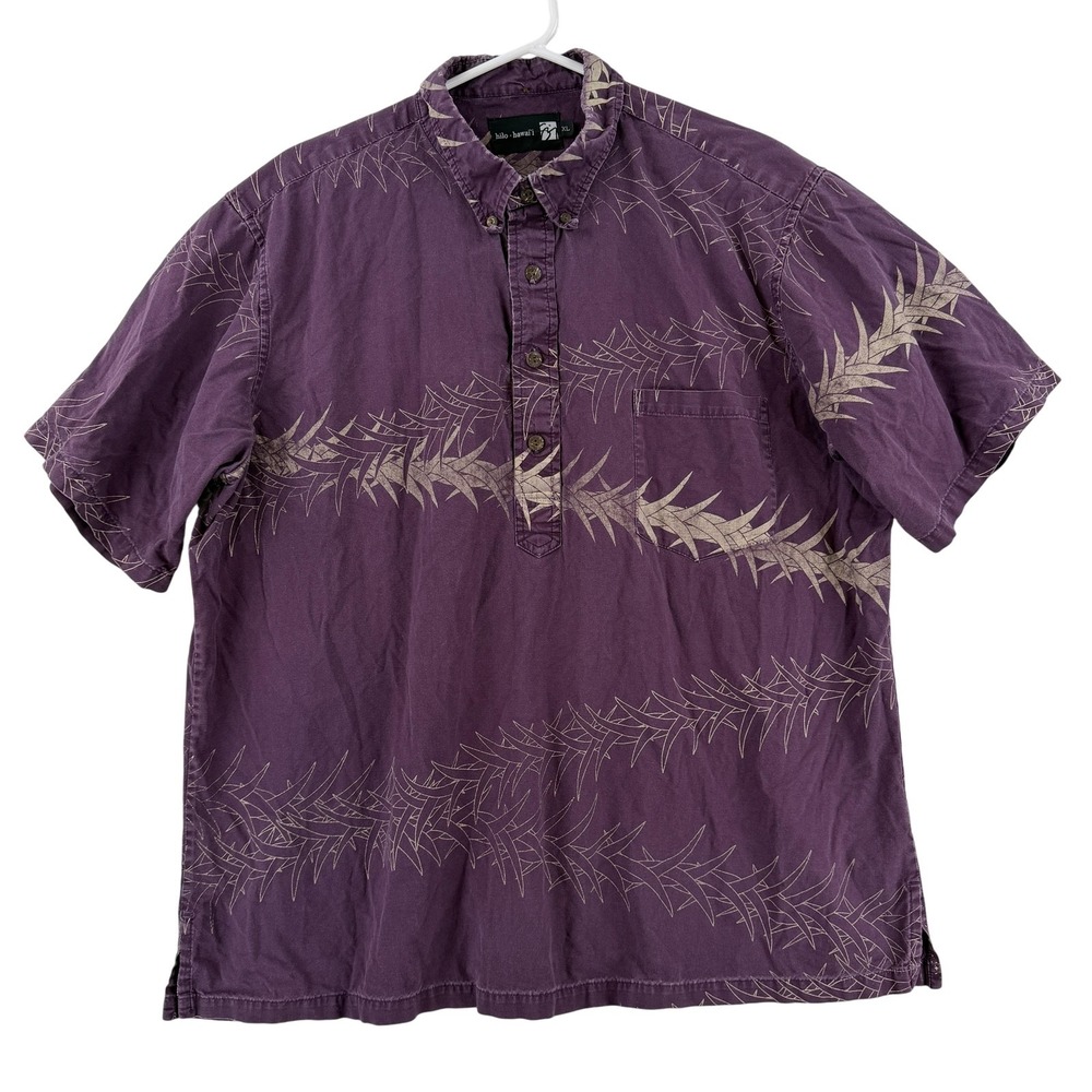 Sig Zane Shirt Mens XL Purple Leaf Hawaiian Short Sleeve Button‎ Up Casual Aloha